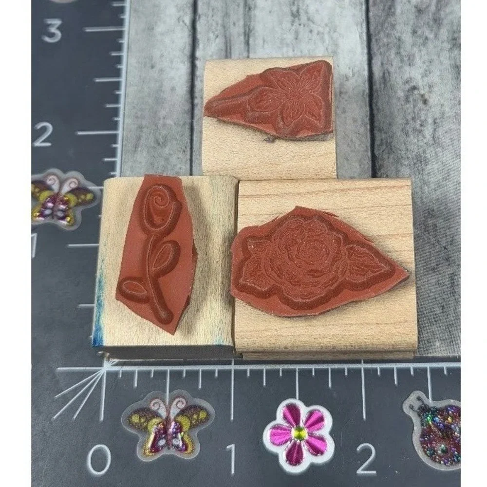 Stampin' Up! Flowers Variety Lot of 3 Rubber Stamp Wood #A22